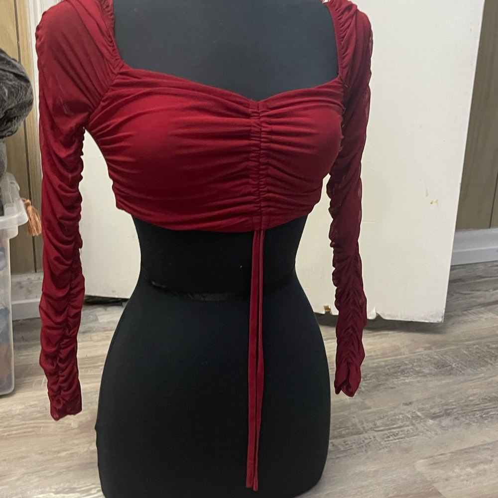 Windsor Ruched Burgundy Crop Top